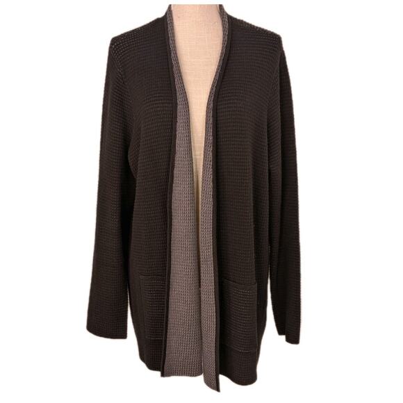 Eileen Fisher Cardigan Open Front Waffle Knit Cardigan Cashmere Blend Size XL - Picture 1 of 6